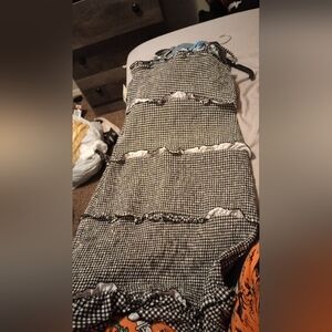 Long black & white ruffled dress from NOBO